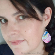 Pastel Pink Teal Blue Diamond Earrings | Dotwork II