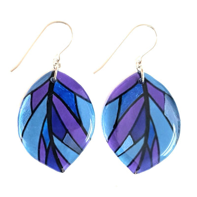 Blue Purple Leaf Earrings | Mosaic