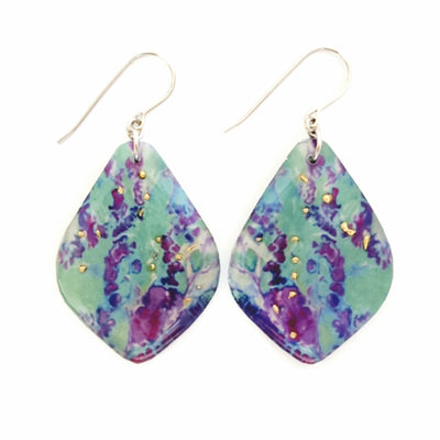 Turquoise Purple Diamond Drop Earrings