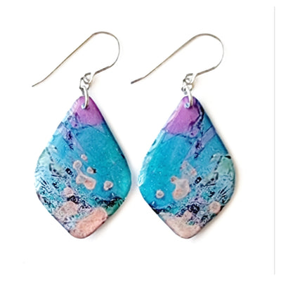 Sky Blue Lilac Diamond Shape Earrings | Pearl