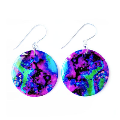 Moss Green Magenta Purple Circle Earrings | CHOOSE STYLE