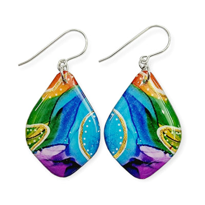 Multicoloured Diamond Shape Drop Earrings