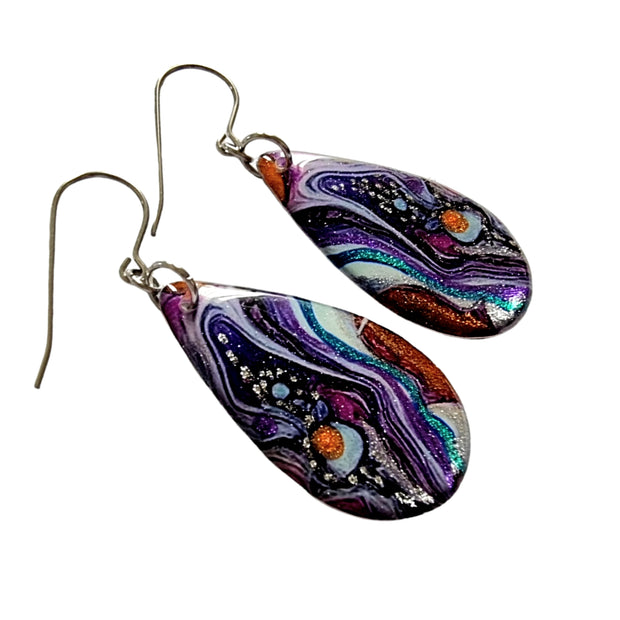 Multicoloured Long Teardrop Earrings | Acrylic Flow