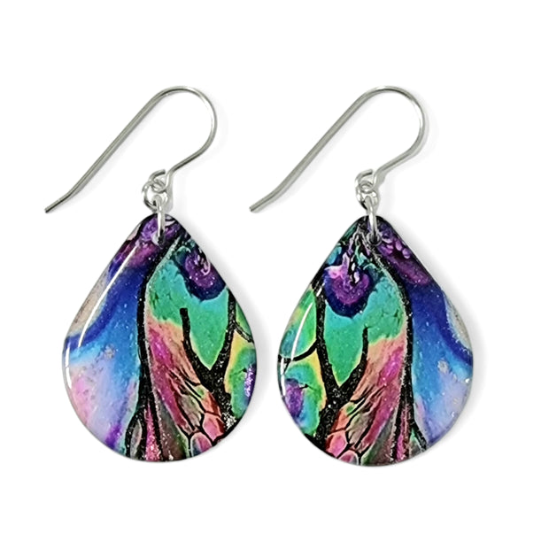 Multicoloured Teardrop Earrings | Peacock