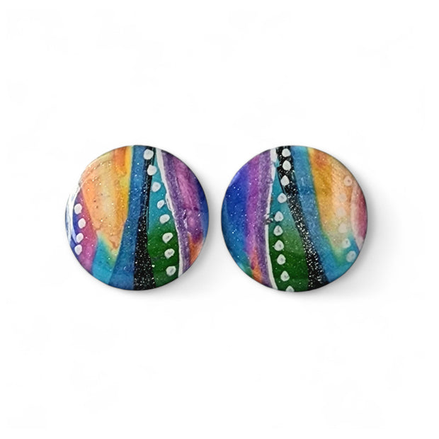 Multicoloured Round Studs | Handpainted | 12/16MM