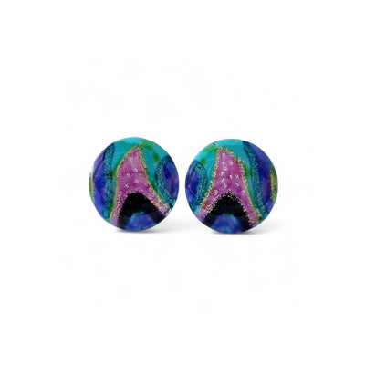 Multicoloured Abstract Round Studs | Rainbow Rockery | 12mm