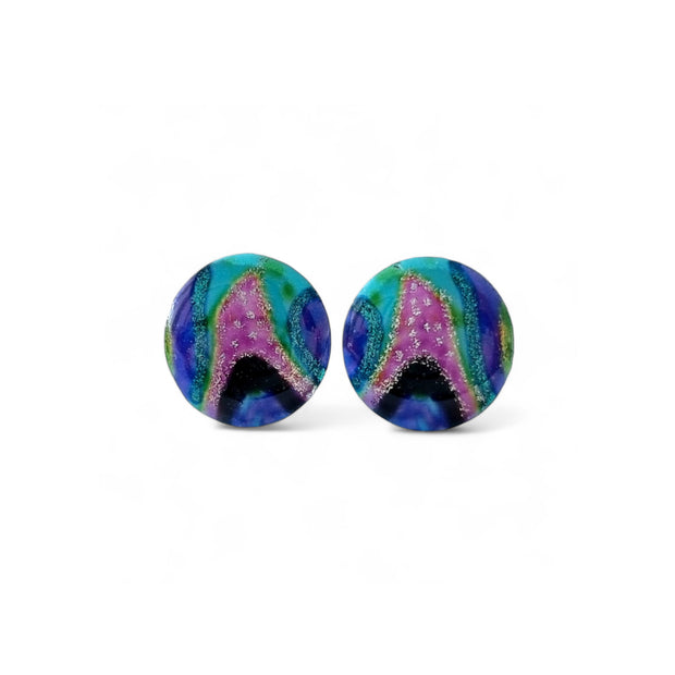 Multicoloured Abstract Round Studs | Rainbow Rockery | 12mm