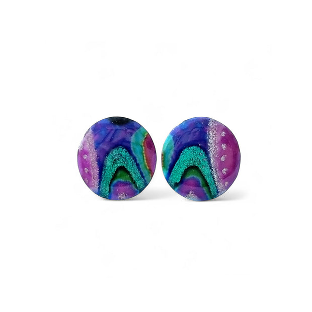 Multicoloured Abstract Round Studs | Rainbow Rockery 2 | 12mm