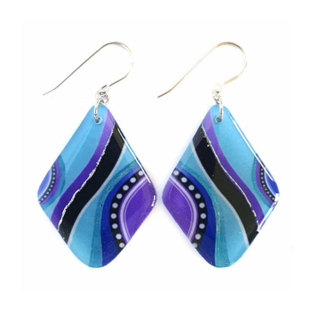 Turquoise Purple Black Diamond Earrings | Indi