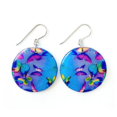 *SALE* Turquoise Lilac Butterfly Circle Earrings