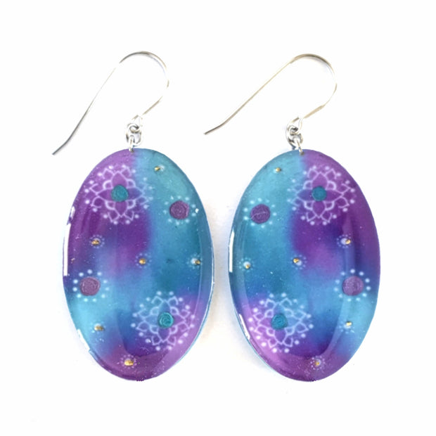 *SALE* Purple Turquoise Oval Earrings | Tiedyed