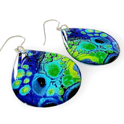 Blue Lime Green Abstract Drop Earrings | Chameleon | CHOOSE SIZE