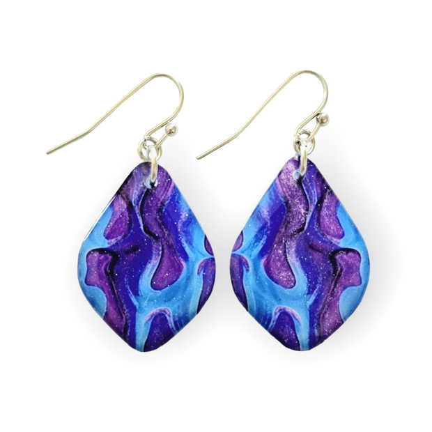 Purple Baby Blue Diamond Drop Earrings