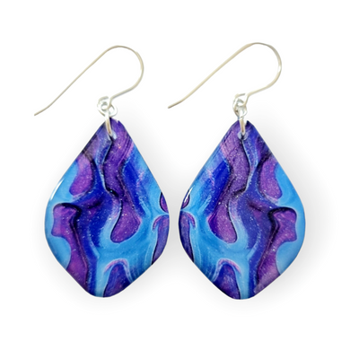 Purple Baby Blue Diamond Drop Earrings