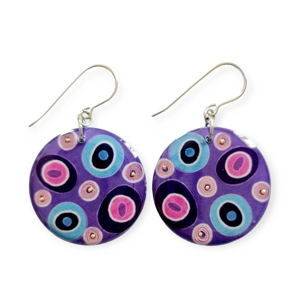 Purple Circle Drop Earrings | Circles in Circles