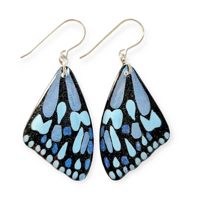 Blue Tiger Butterfly Wing Earrings | Blue