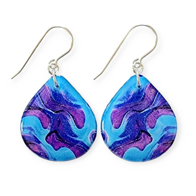 Purple Sky Blue Teardrop Earrings