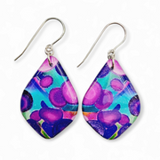 Purple Teal Diamond Shape Earrings | Overlay II | CHOOSE SIZE