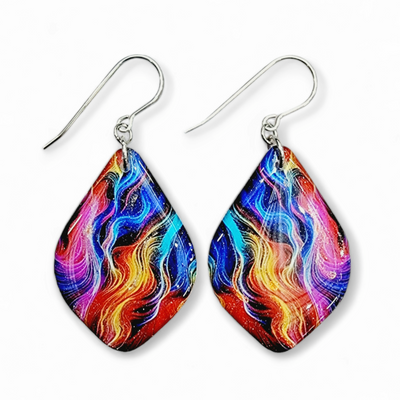 Rainbow Diamond Drop Earrings | Flames