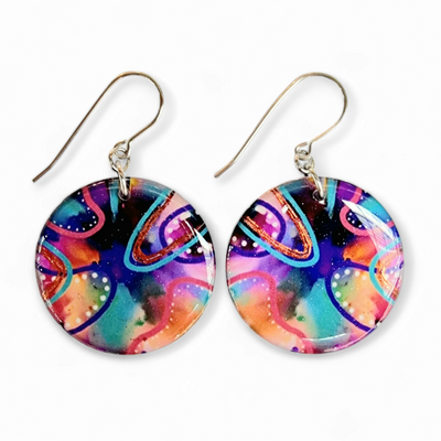 Multicoloured Abstract Circle Earrings | Sguiggles II