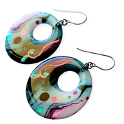 *SALE* Mulberry Turquoise White Donut Drop Earrings | Metallic Series