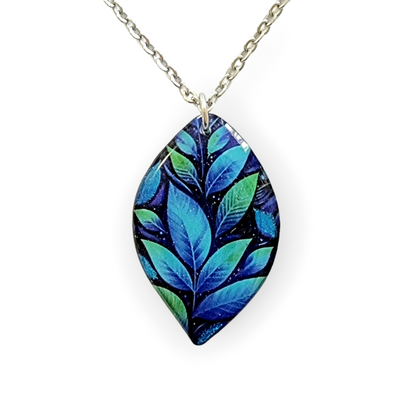 Blue Leaves Leaf Shape Necklace