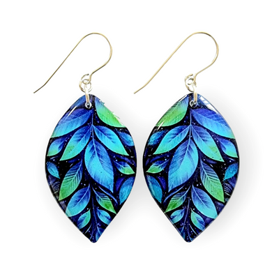 Blue Leaves Leaf Shape Earrings| CHOOSE SIZE