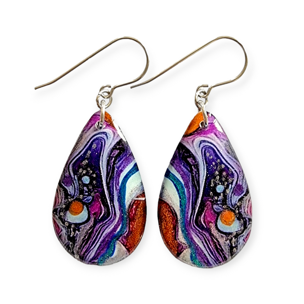 Multicoloured Long Teardrop Earrings | Acrylic Flow