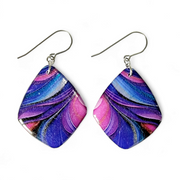 Purple Magenta Blue Organic Diamond Earrings | Metallica