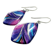 Purple Magenta Blue Organic Diamond Earrings | Metallica