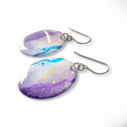 Pastel Lilac Purple Blue Circle Drop Earrings | Dotwork II
