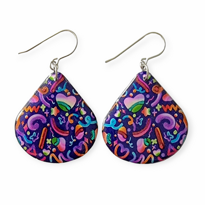 Colourful Multicoloured Abstract Teardrop Earrings | Shapes Allsorts