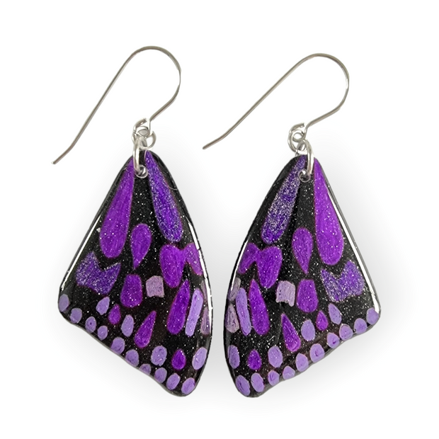 Blue Tiger Butterfly Wing Earrings |Purple | CHOOSE COLOUR