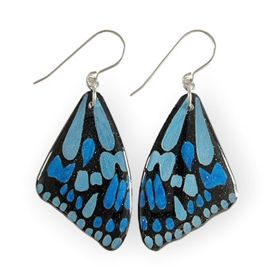 Blue Tiger Butterfly Wing Earrings | Turquoise Blue | CHOOSE COLOUR COMBO