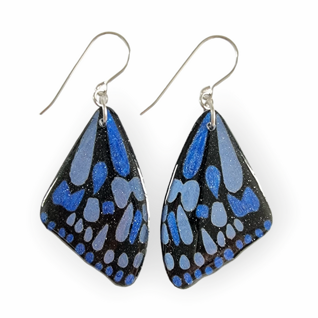 Blue Tiger Butterfly Wing Earrings | Blue