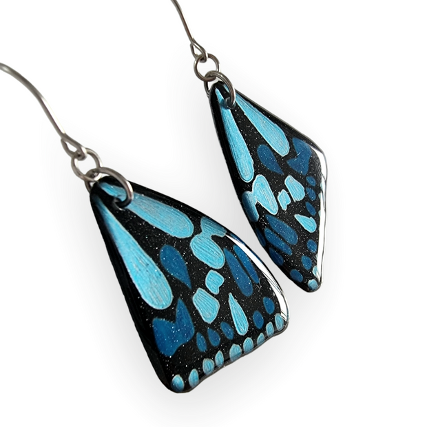 Blue Tiger Butterfly Wing Earrings | Turquoise Blue | CHOOSE COLOUR COMBO