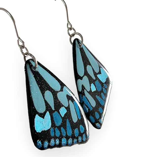 Blue Tiger Butterfly Wing Earrings | Turquoise Blue | CHOOSE COLOUR COMBO