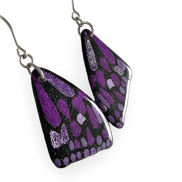 Blue Tiger Butterfly Wing Earrings |Purple | CHOOSE COLOUR