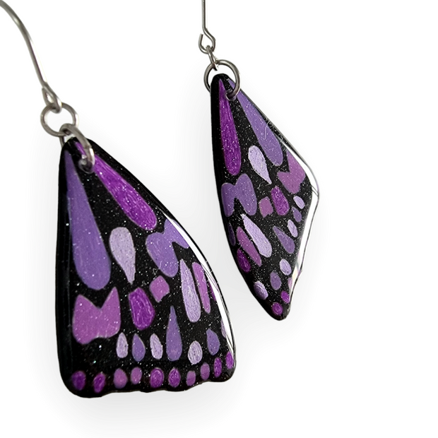 Blue Tiger Butterfly Wing Earrings |Purple | CHOOSE COLOUR