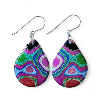 Multicoloured Abstract Teardrop Earrings | Rainbow Rockery 2