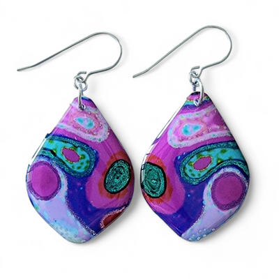 Multicoloured Abstract Diamond Shape Earrings | Rainbow Rockery