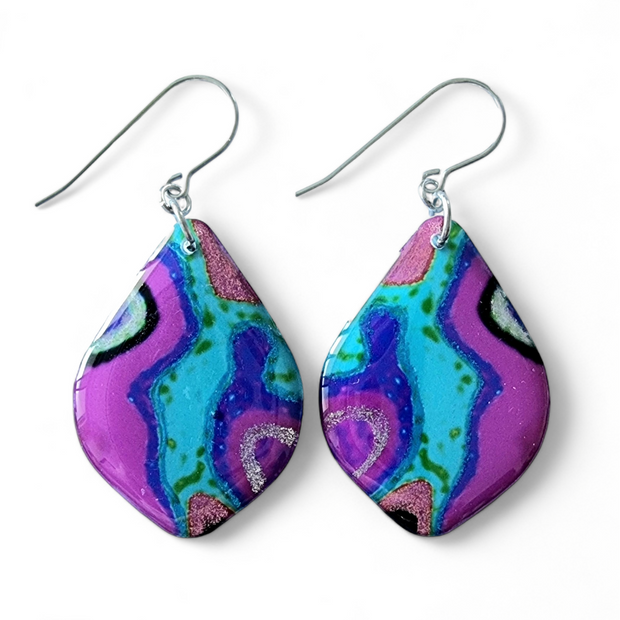 Multicoloured Abstract Diamond Shape Earrings | Rainbow Rockery