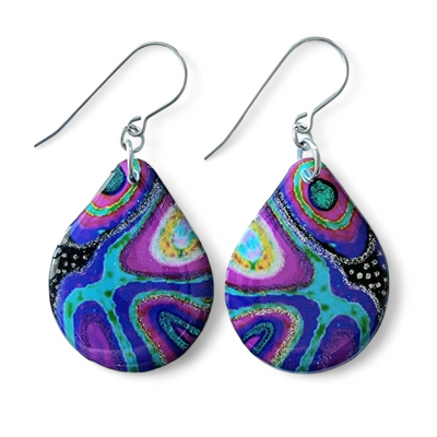 Multicoloured Abstract Teardrop Earrings | Rainbow Rockery