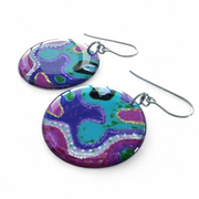 Multicoloured Abstract Turquoise Purple Circle Drop Earrings | Rainbow Rockery