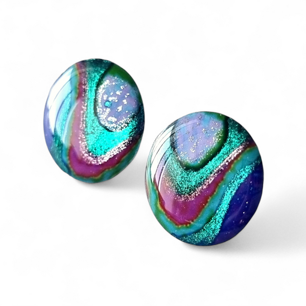 Multicoloured Abstract Round Studs | Rainbow Rockery | 16mm