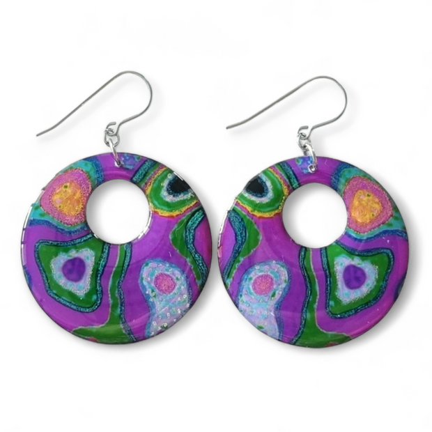 Multicoloured Abstract Donut Drop Earrings | Rainbow Rockery 2