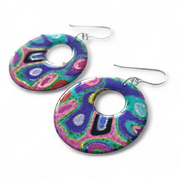 Multicoloured Abstract Donut Drop Earrings | Rainbow Rockery