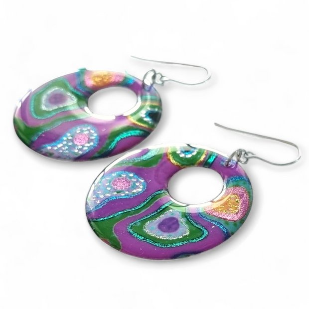 Multicoloured Abstract Donut Drop Earrings | Rainbow Rockery 2