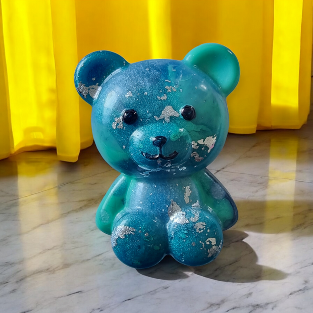 Teddy Bear | Blue Teal Silver