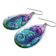 Seahorse Teardrop Earrings | Blue Purple